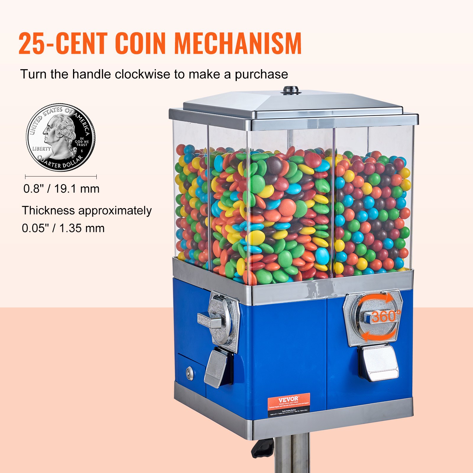 VEVOR Gumball Machine with Stand Vending Coin Bank Vintage Candy ...