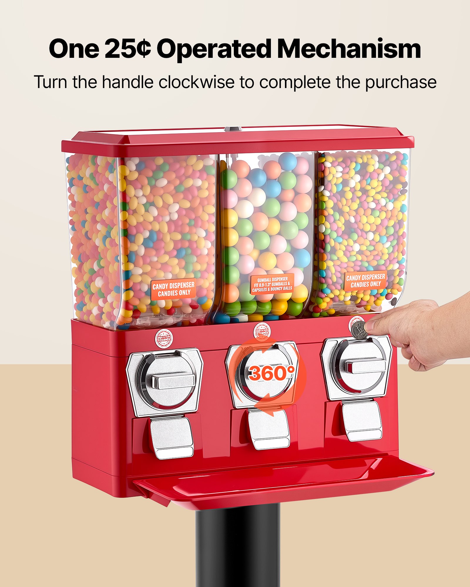 VEVOR Candy Vending Machine, Triple Compartment Candy Vending Machine ...