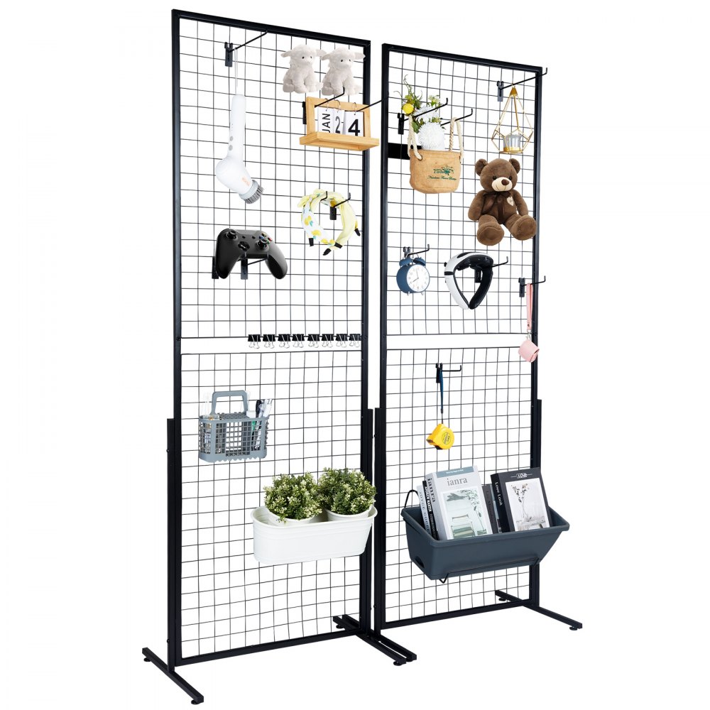 VEVOR 2' x 5.6' Grid Wall Panels Tower, 2 Packs Wire Gridwall Display ...