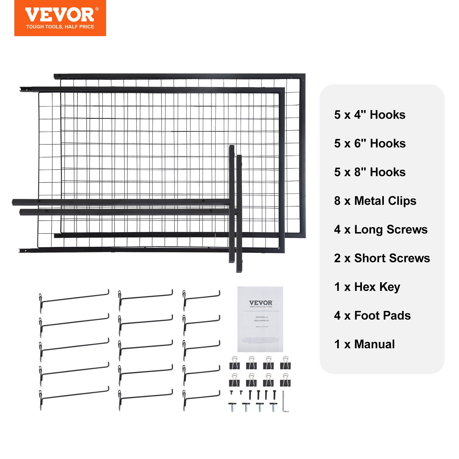 VEVOR 2' x 5.6' Grid Wall Panels Tower, 2 Packs Wire Gridwall Display ...