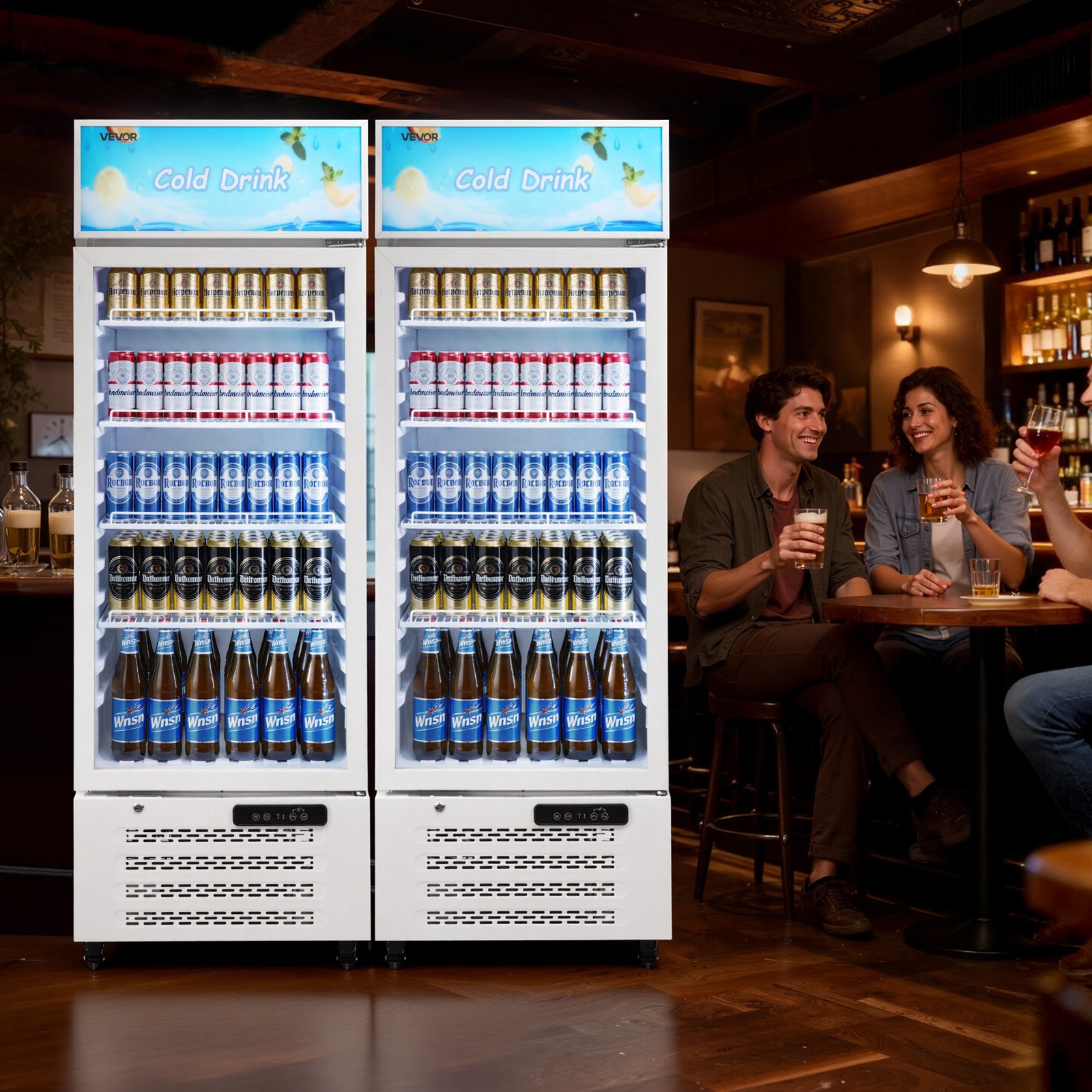 VEVOR Commercial Merchandiser Refrigerator, 9.6 Cu.Ft / 273 L Glass ...