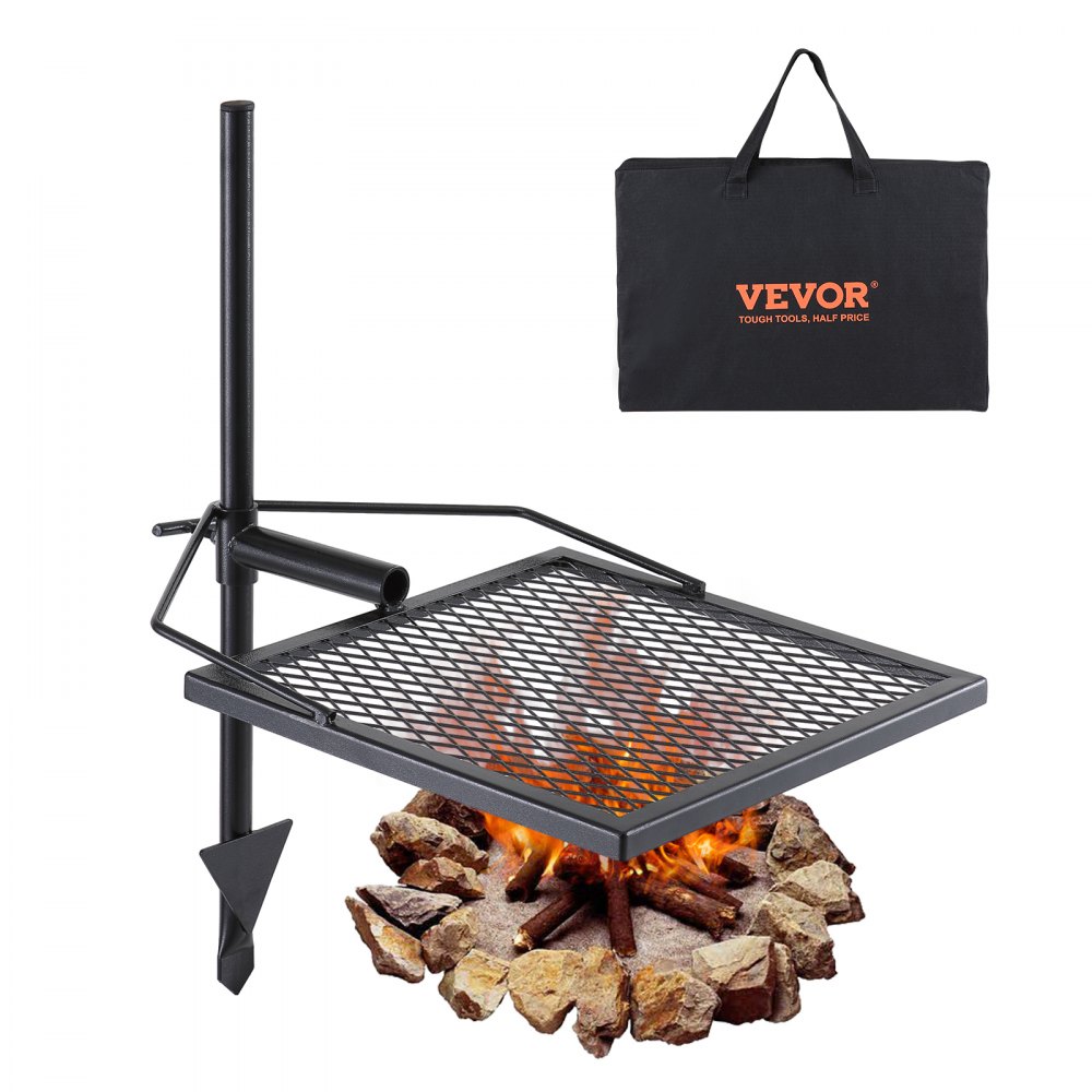 VEVOR Swivel Campfire Grill Fire Pit Grill Grate over Fire Pits Heavy Duty Steel Grill Grates 360 Adjustable Open Fire Outdoor Cooking Equipment Portable Camp Fire Racks for Camping Outdoor BBQ