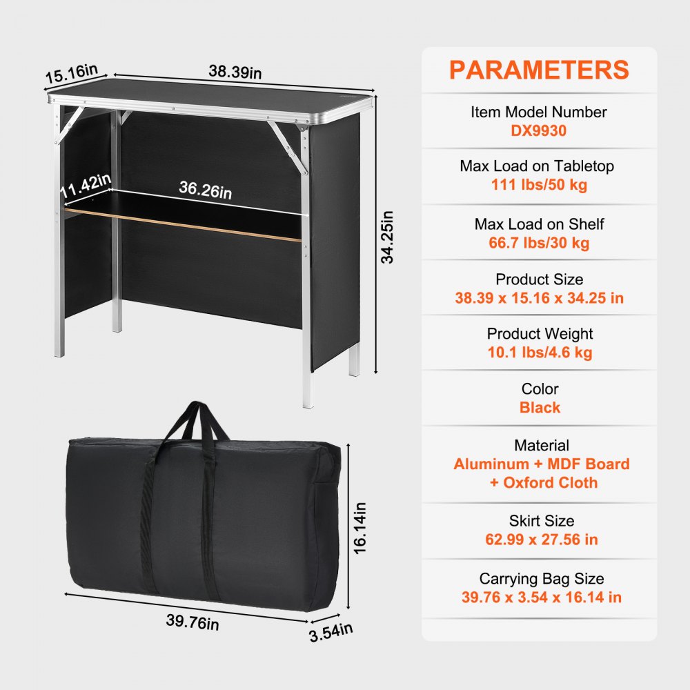 Standing Party Table VEVOR Folding Portable Bar Table, Tradeshow Podium Table for Indoor ...