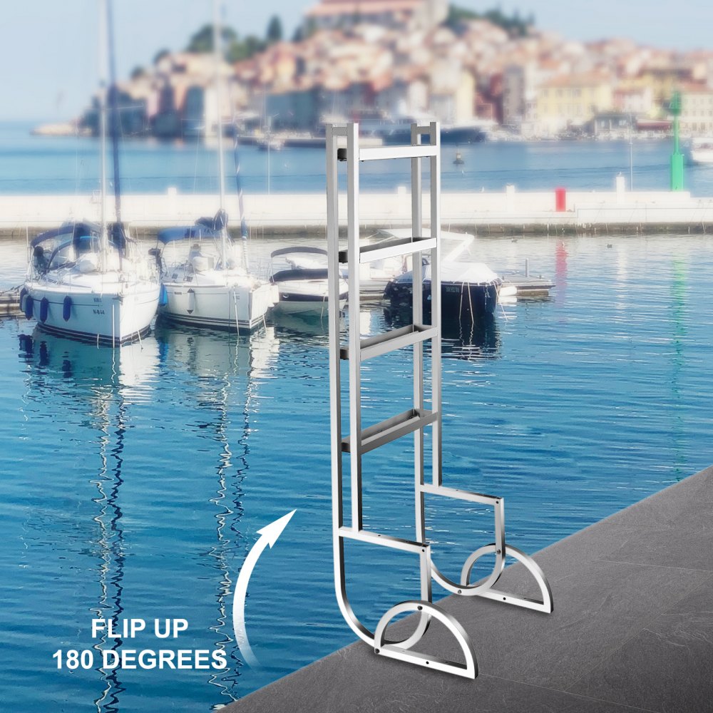 VEVOR Dock Ladders Flip Up, Dock Ladder with Rubber Mat, Swim Ladder ...