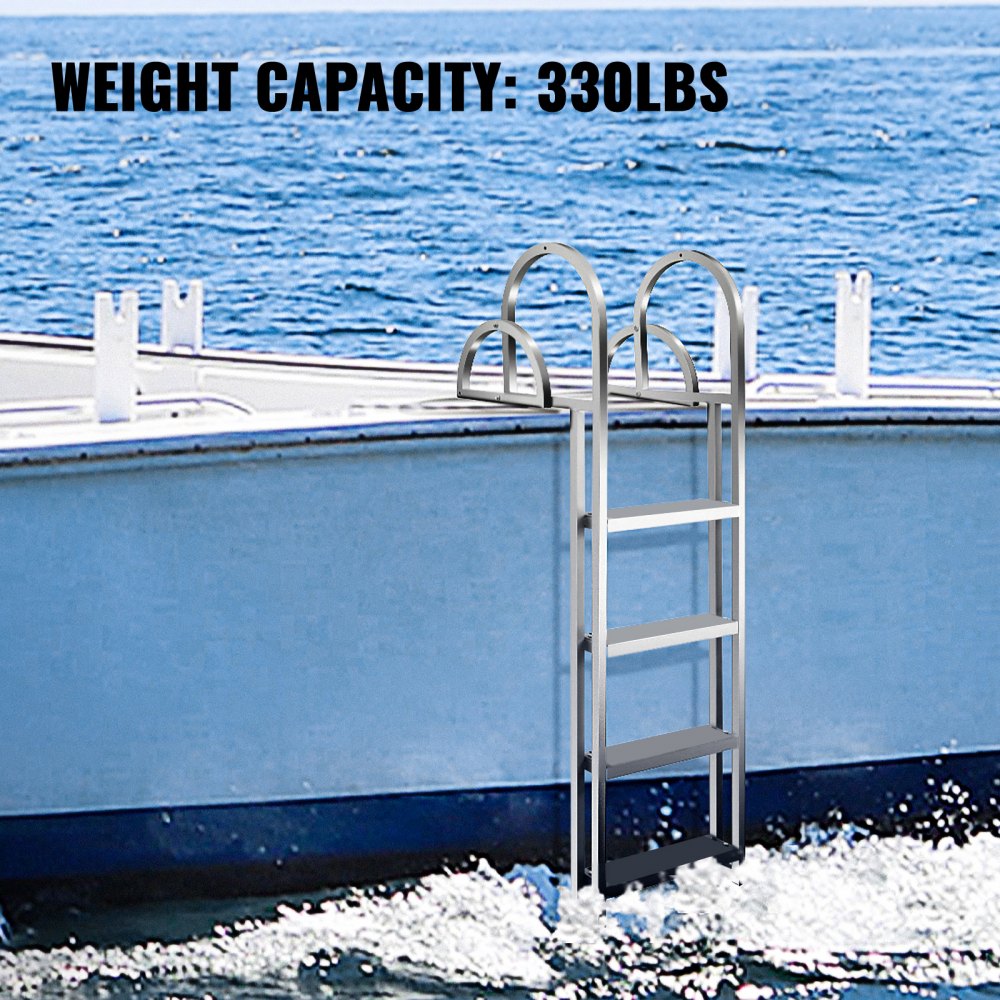 VEVOR Dock Ladders Flip Up, Dock Ladder with Rubber Mat, Swim Ladder ...