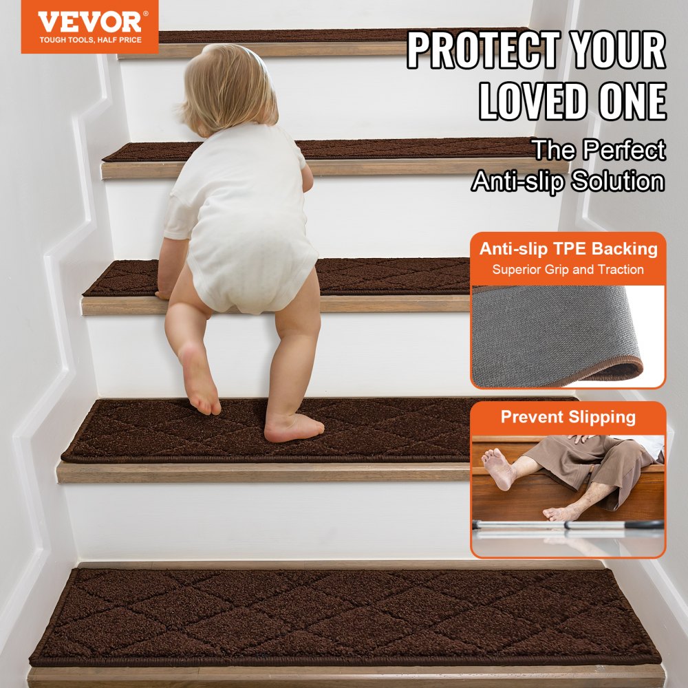 VEVOR Stair Treads, Stairs Carpet Non Slip 9" x 28", Indoor Stair