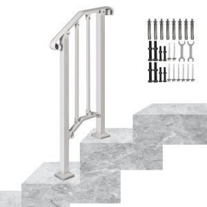 VEVOR Wrought Iron Handrail Fits 1 or 2 Steps Handrail Picket #1 ...