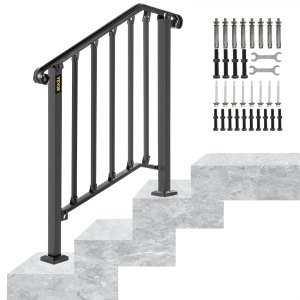 VEVOR Handrails for Outdoor Steps, Fit 2 or 3 Steps Outdoor Stair ...