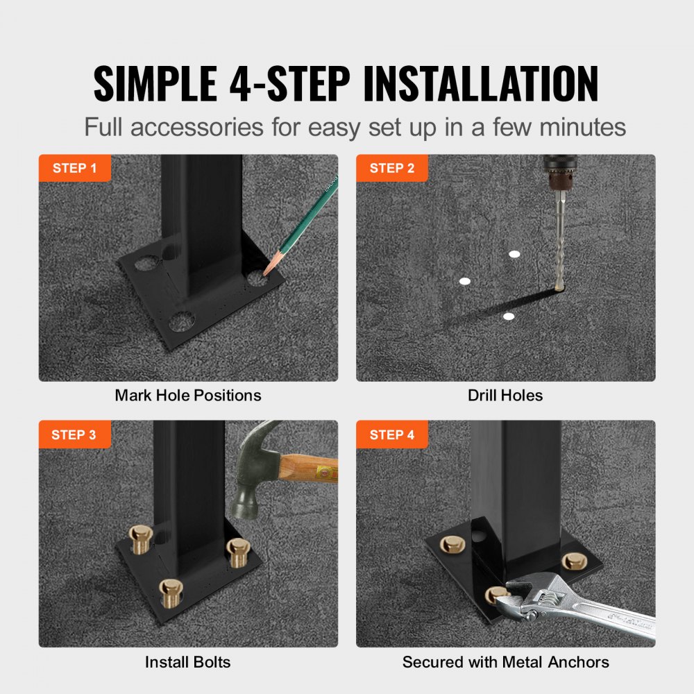 VEVOR Handrail Picket #2 Fits 2 Or 3 Steps Matte Black Stair Rail ...