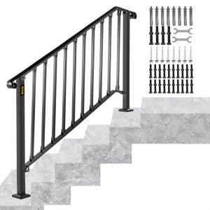 VEVOR Handrails for Outdoor Steps, Fit 4 or 5 Steps Outdoor Stair ...