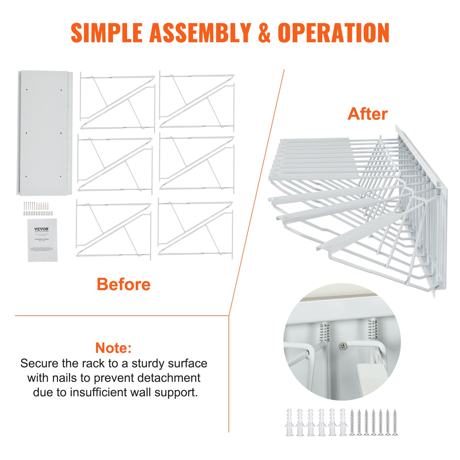 VEVOR Wall Mount Blueprint Storage Rack – Holds up to 1200 Blueprints ...