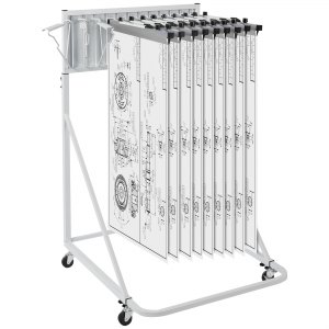 VEVOR Mobile Blueprint Storage Rack Plan Holder with 12 Pivot Brackets