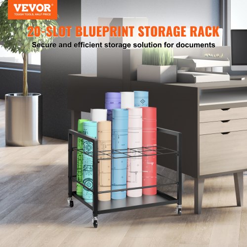 VEVOR Blueprint Storage Rack 20 Slots Mobile Roll File Holder for ...