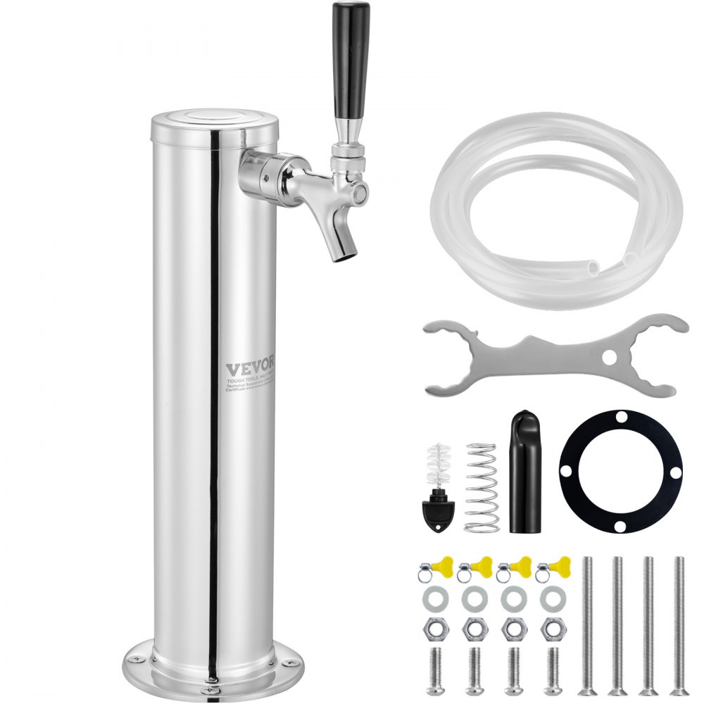 VEVOR Single Faucet Draft Beer Tower Dispenser, Stainless Steel Keg ...