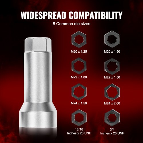 VEVOR 10PCS Axle Spindle Thread Chaser Set Metric M20 M22