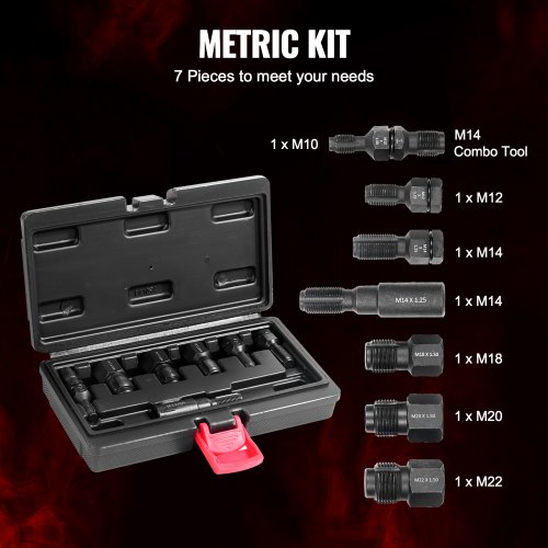VEVOR 7PCS Thread Chaser Set Metric Thread Restorer Tool Automotive ...