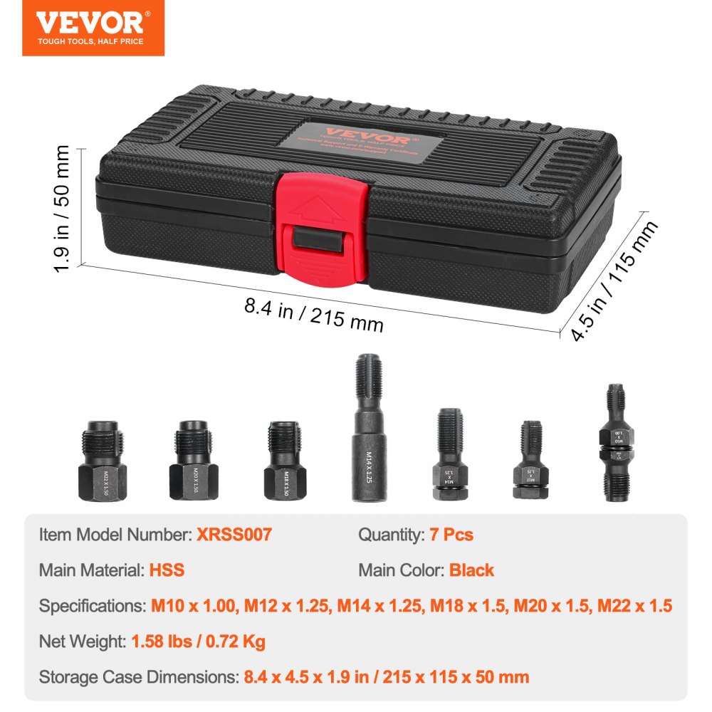 Automotive Rethreading VEVOR Rethreading Tool Kit – 7-Piece Metric Set M10-M22