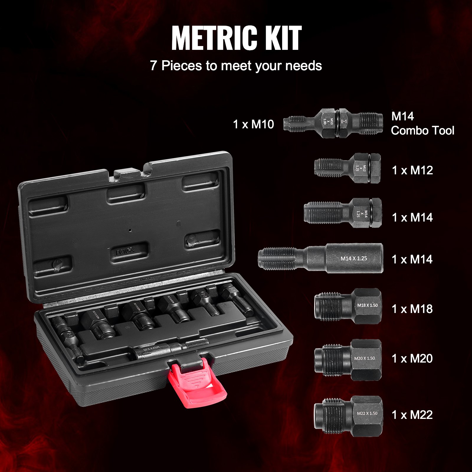 VEVOR Metric Thread Chaser Set - 7-Piece, M10-M22 Tools