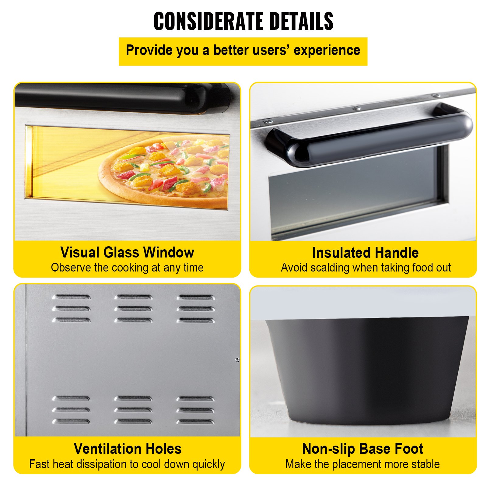 VEVOR Commercial Pizza Oven Countertop, 14" Double Deck Layer, 110V