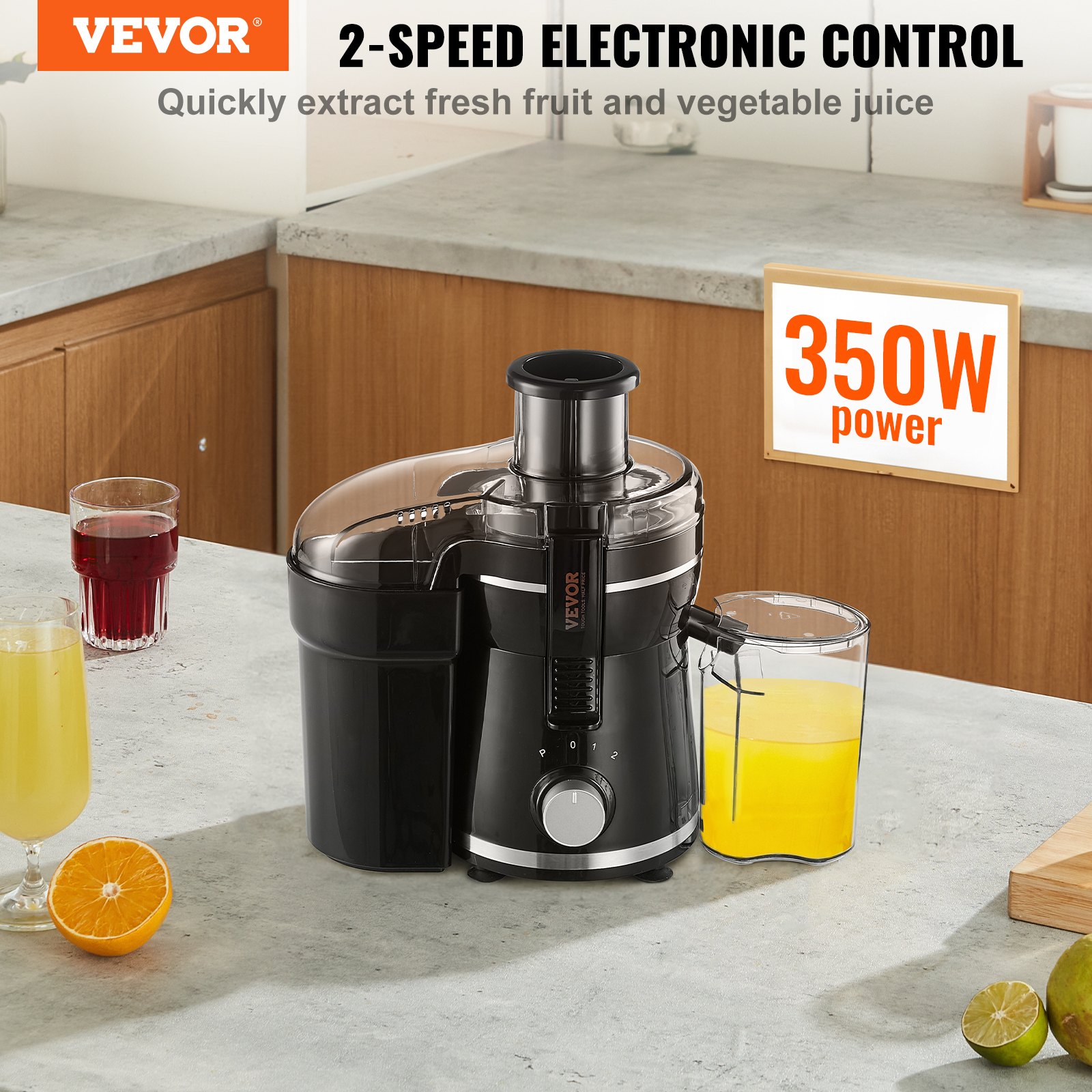 VEVOR Juicer Machine, 350W Motor Centrifugal Juice Extractor, Easy