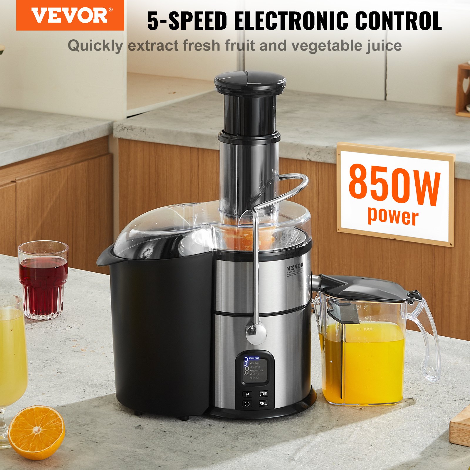 VEVOR Juicer Machine, 850W Motor Centrifugal Juice Extractor, Easy ...