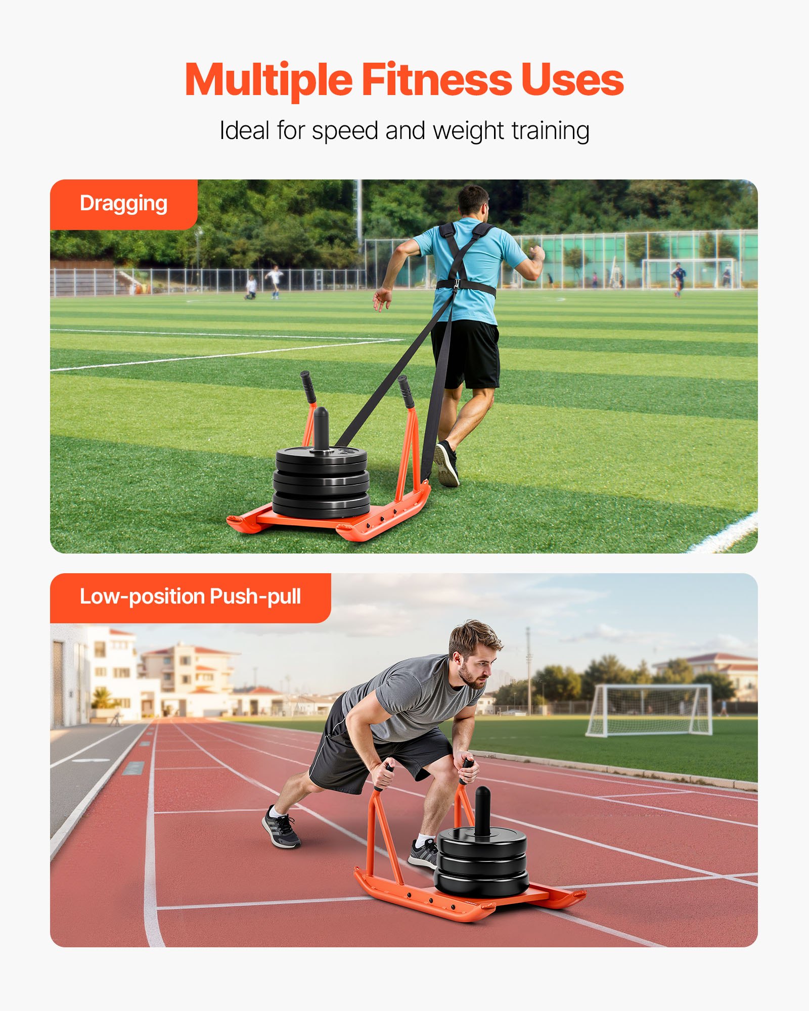 Body Sled VEVOR Weight Sled, Steel Power Sled, Fitness Strength Training Sleds ...