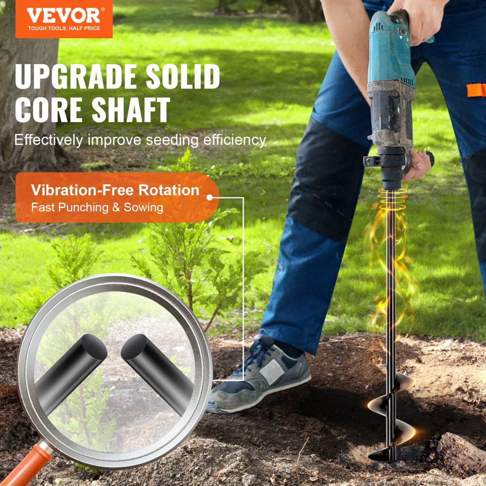 VEVOR Auger Drill Bit for Planting, 3 x 24 inch Garden Auger Drill Bit ...