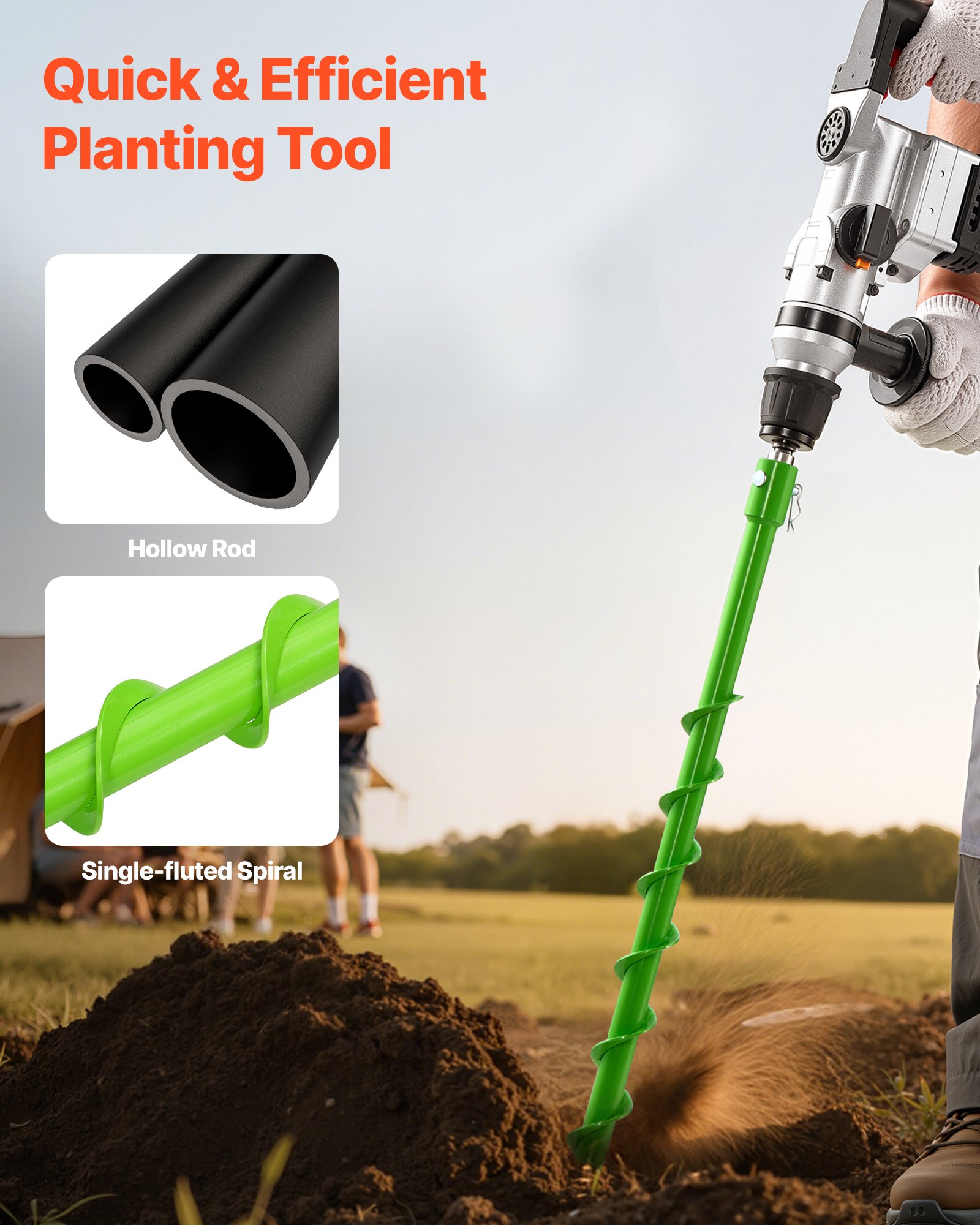 VEVOR Auger Drill Bit for Planting, 40 x 800 mm Spiral Drill Bit ...