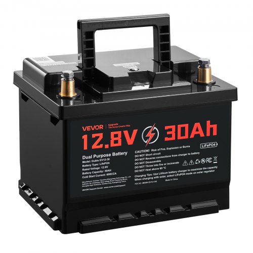 VEVOR 12V 30Ah Dual Purpose LiFePO4 Lithium Battery, 600 CCA Group