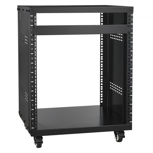 Front Av Rack VEVOR 12U AV Rack Stand, 300 lbs Capacity, Network Stereo Recording ...