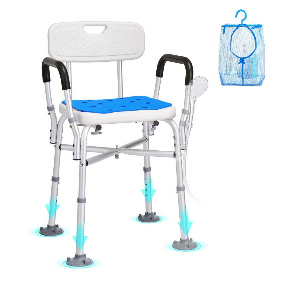 VEVOR Shower Chair Seat with Padded Arms and Back, Shower Stool with