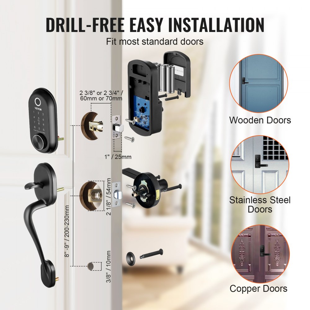 VEVOR Smart Lock, 5-in-1 Smart Door Knob, Keyless Entry Door Lock with ...