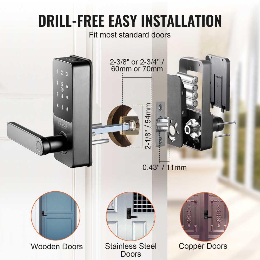 Lock Controllers VEVOR Smart Lock, 5-in-1 Smart Door Knob, Fingerprint Deadbolt with App ...