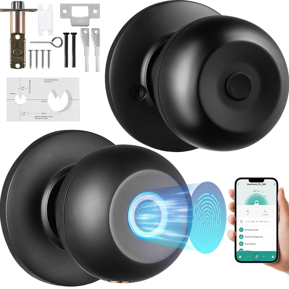 Bluetooth Lock Module VEVOR Smart Door Knob, Biometric Door Lock Bluetooth Smart Lock ...