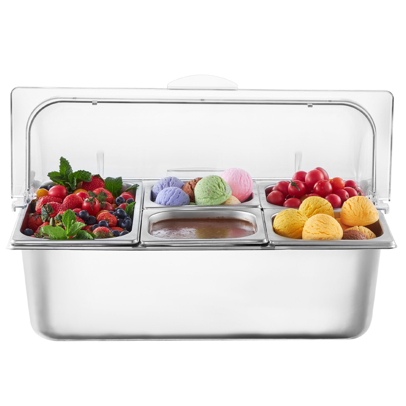 VEVOR Buffet Container – 5 Pan, 3 Freezer Box Food Display