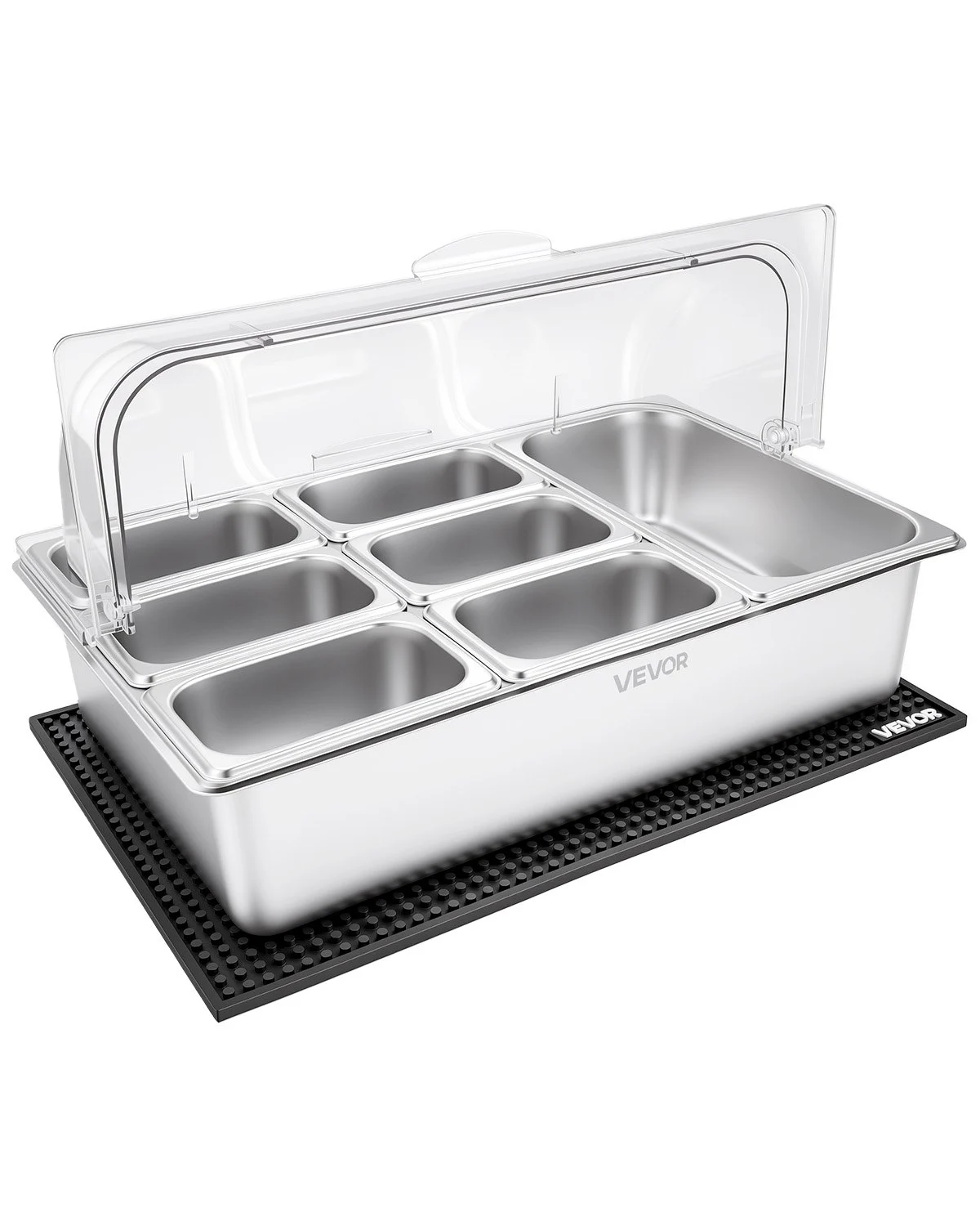VEVOR Countertop Food Serving Display Container, Stainless Steel Food ...
