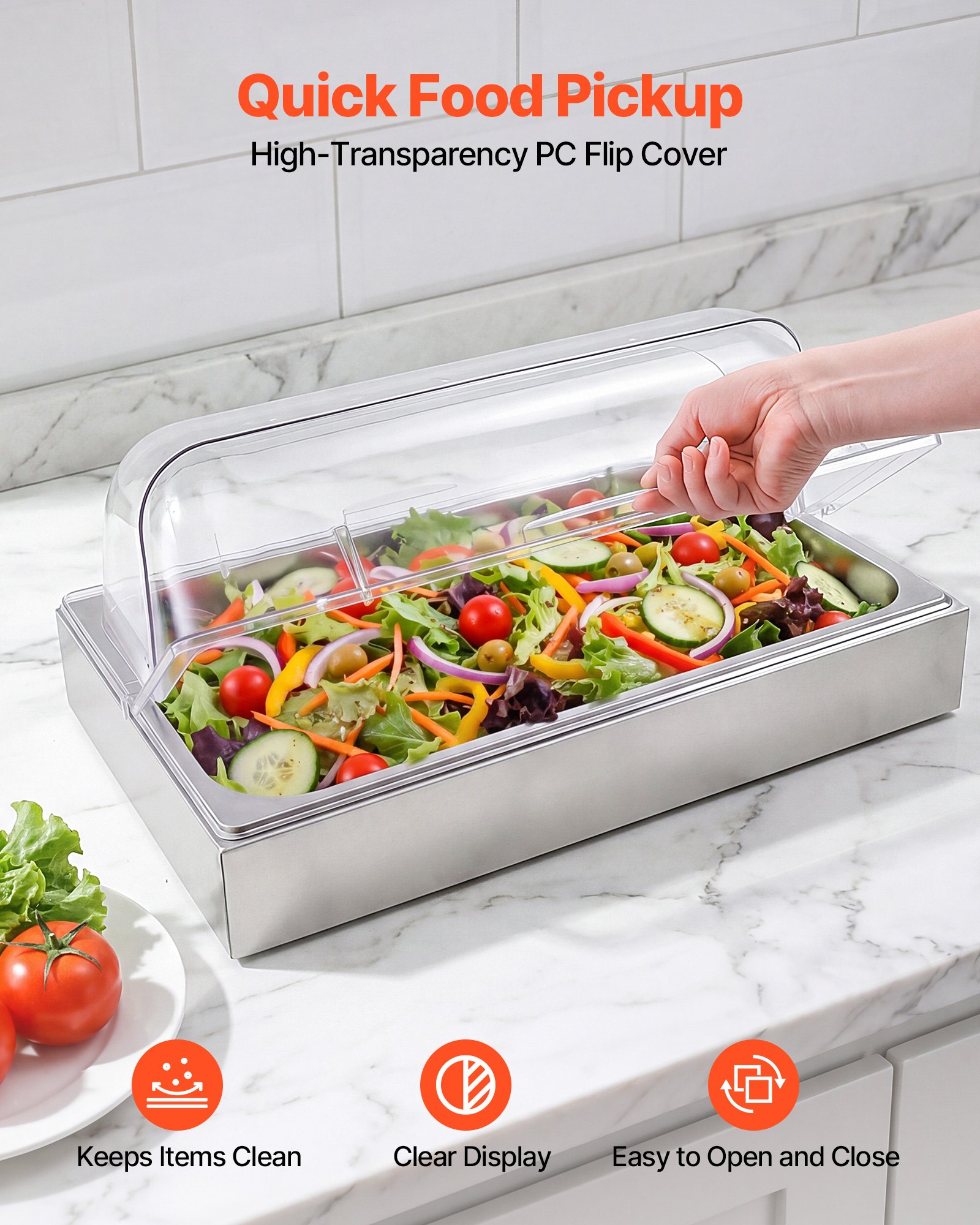 VEVOR Countertop Food Serving Display Container, 2 Tier Stainless Steel ...