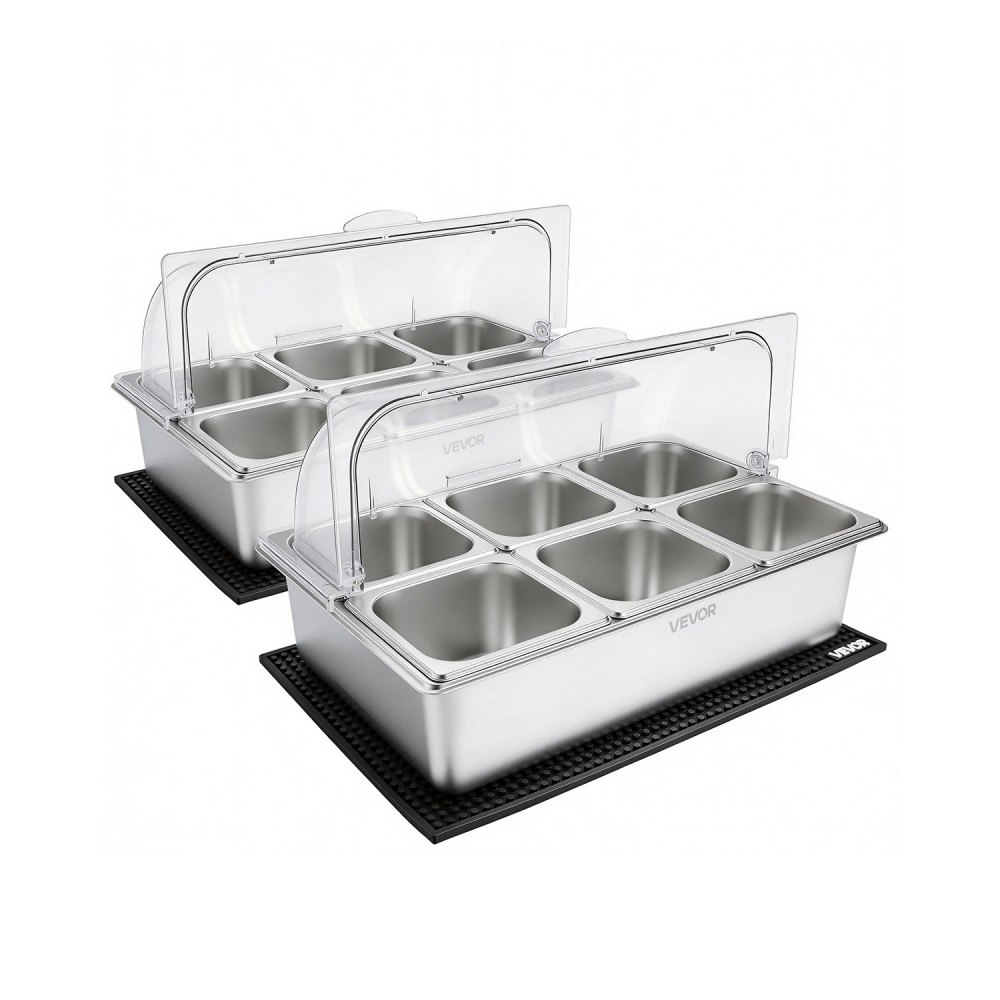 Condiments Buffet VEVOR Countertop Food Serving Display Container, Stainless Steel Food ...