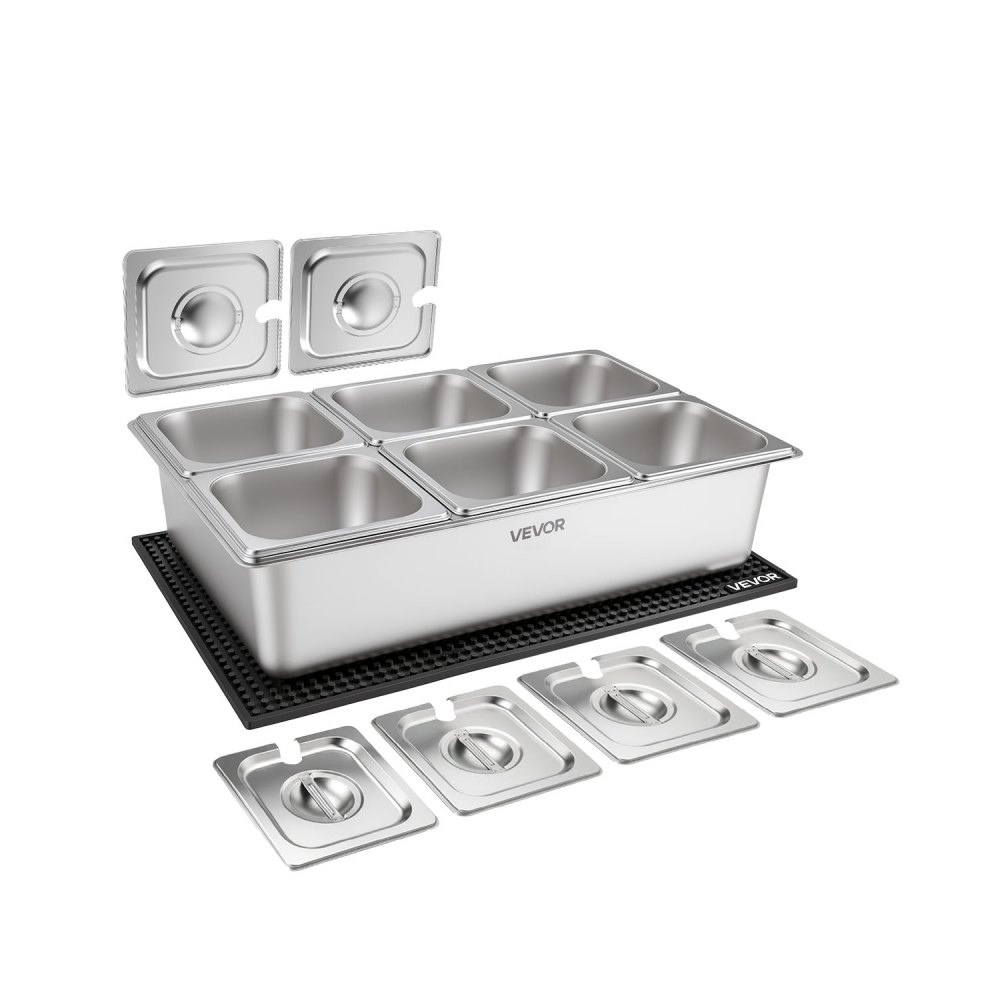 Serve Rack Container VEVOR Countertop Food Serving Display Container, Stainless Steel Food ...
