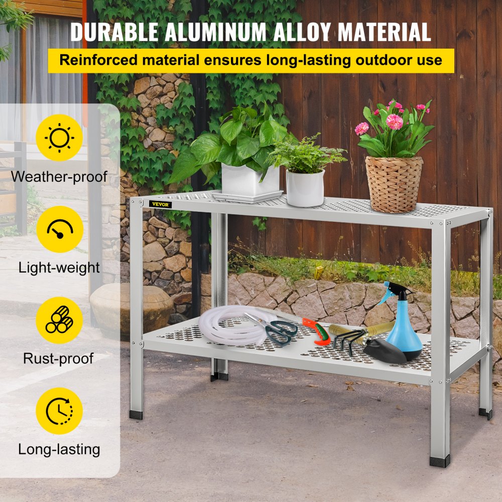 VEVOR Potting Bench, 42" L x 24" W x 32" H, Aluminum Alloy Outdoor ...