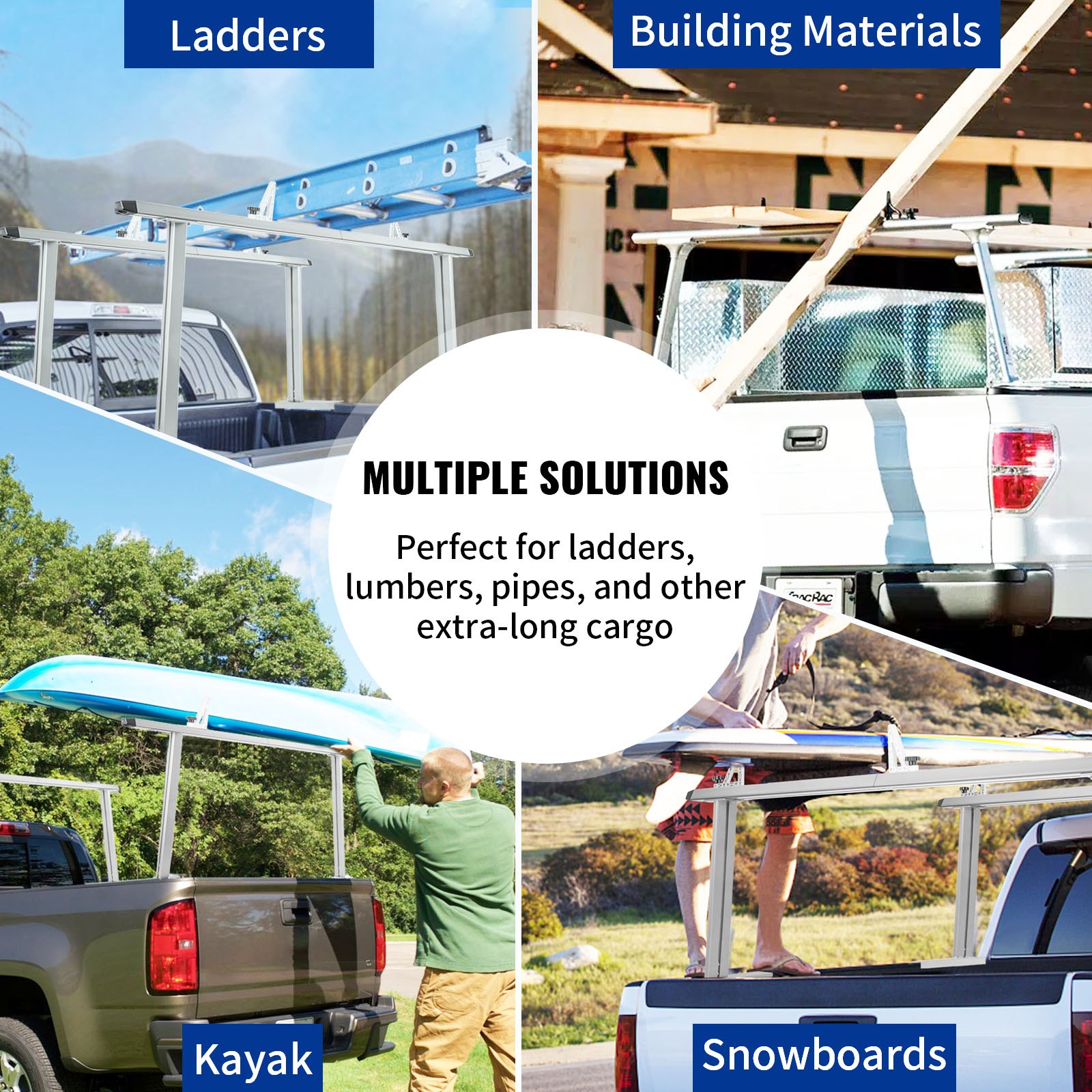 VEVOR Truck Rack Pickup Adjustable Truck Bed Ladder Rack Universal w ...