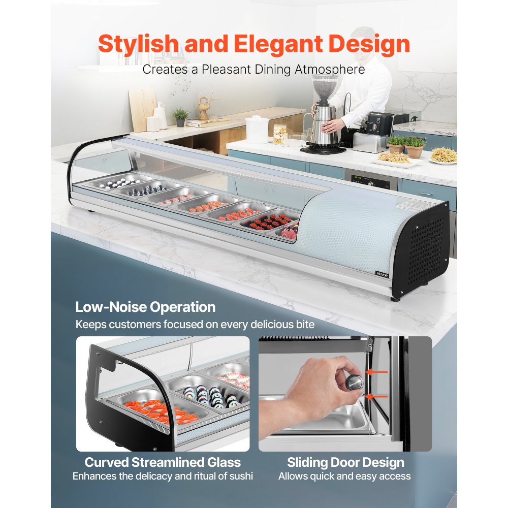 VEVOR Sushi Display Case Refrigerator, 2.5 Cu.ft Commercial Sushi Case ...