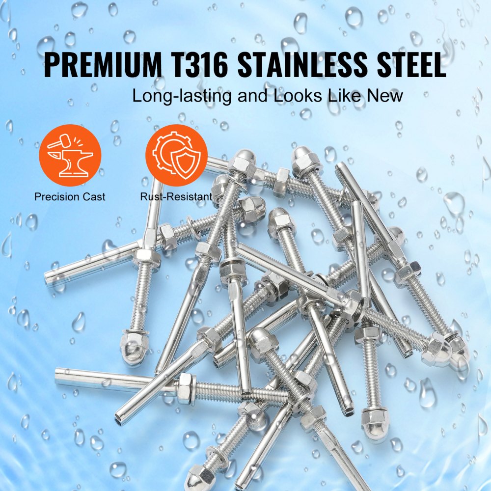 T316 Stainless Steel End Fitting For Cable Railing – Fits 1/8" & 3/16" Cable