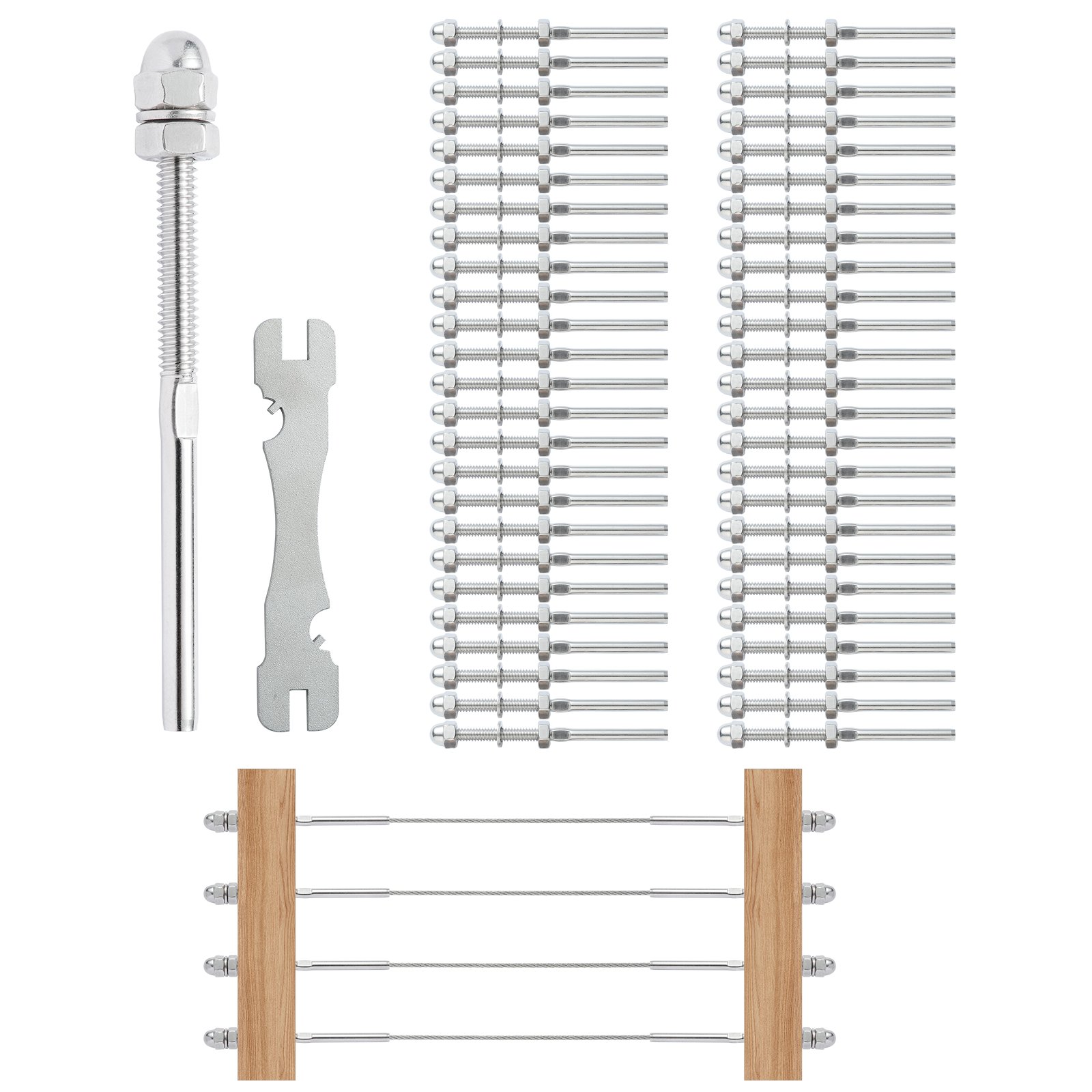 VEVOR 61 Pack Cable Railing Swage Threaded Stud Tension End Fitting ...