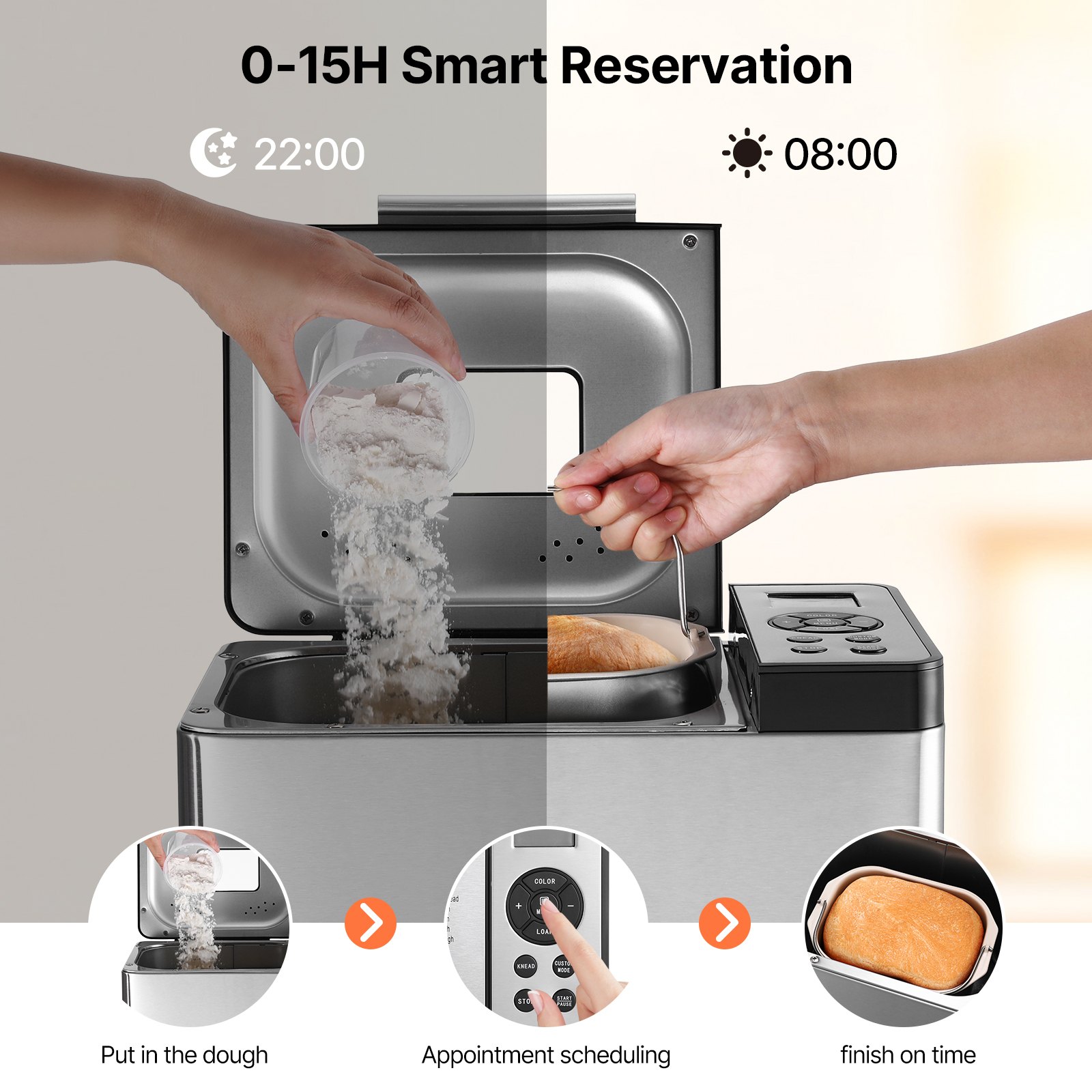VEVOR Electric Bread Maker Machine — 19 Programs & Timer