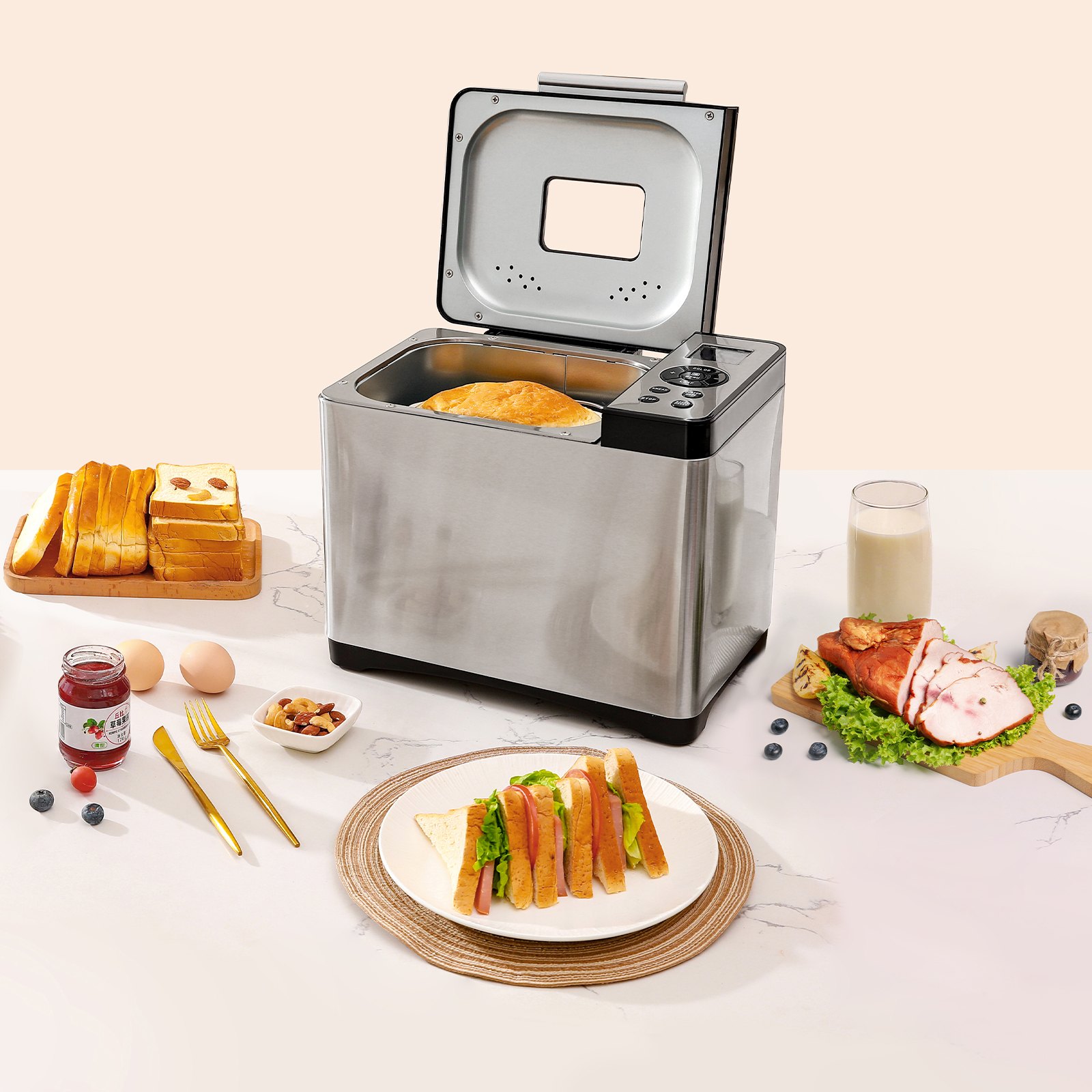 VEVOR Electric Bread Maker Machine — 19 Programs & Timer