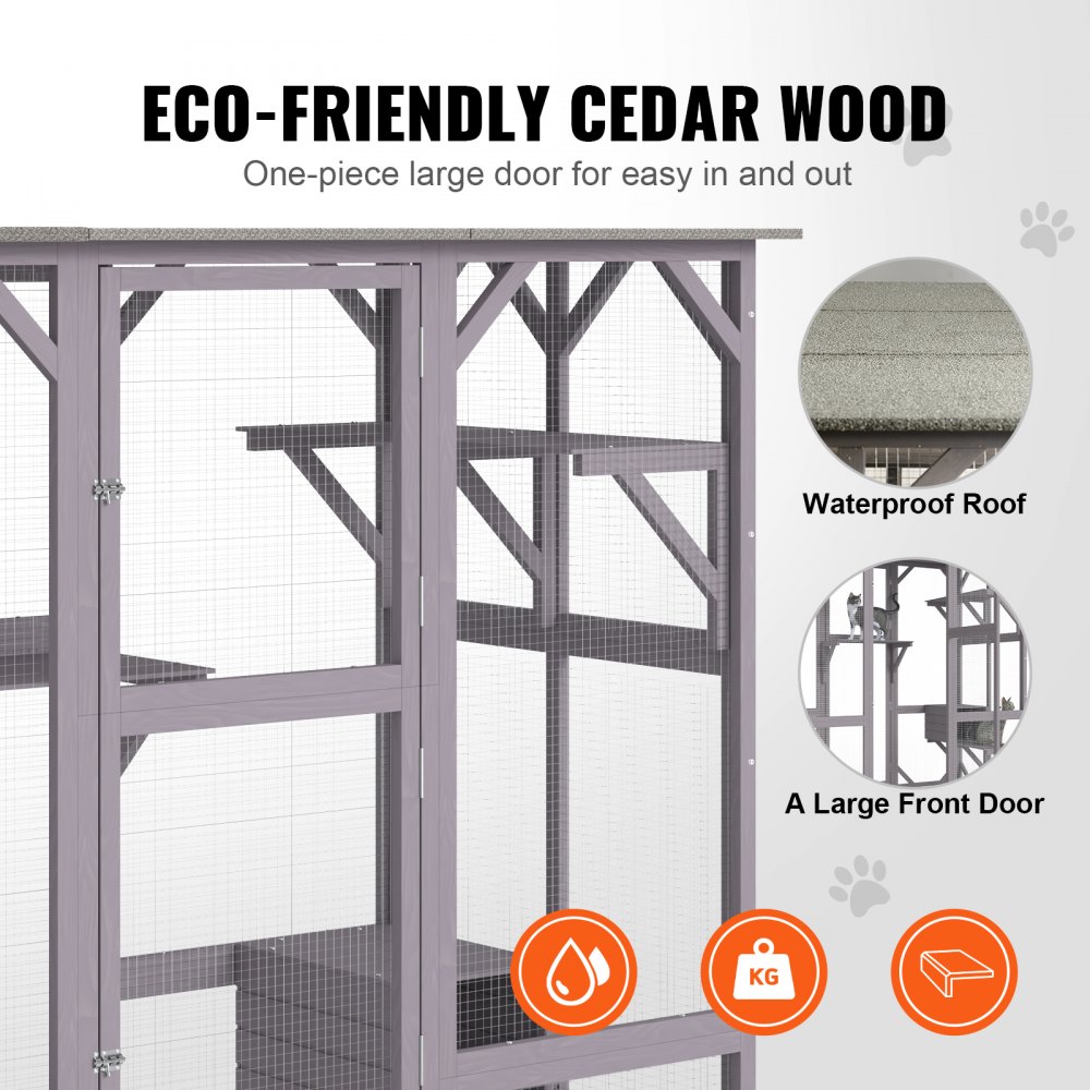 VEVOR Cat House Outdoor, 7-Tier Large Catio, Cat Enclosure with 5 ...