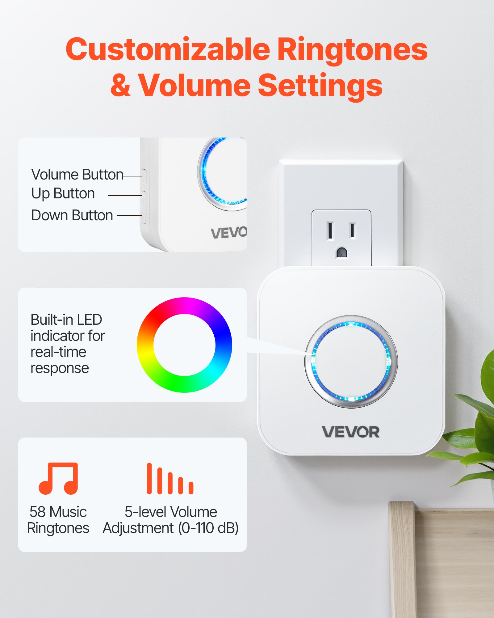 VEVOR Door Chime, DC 12V, Wireless Door Open Contact Sensor Alarm Chime ...