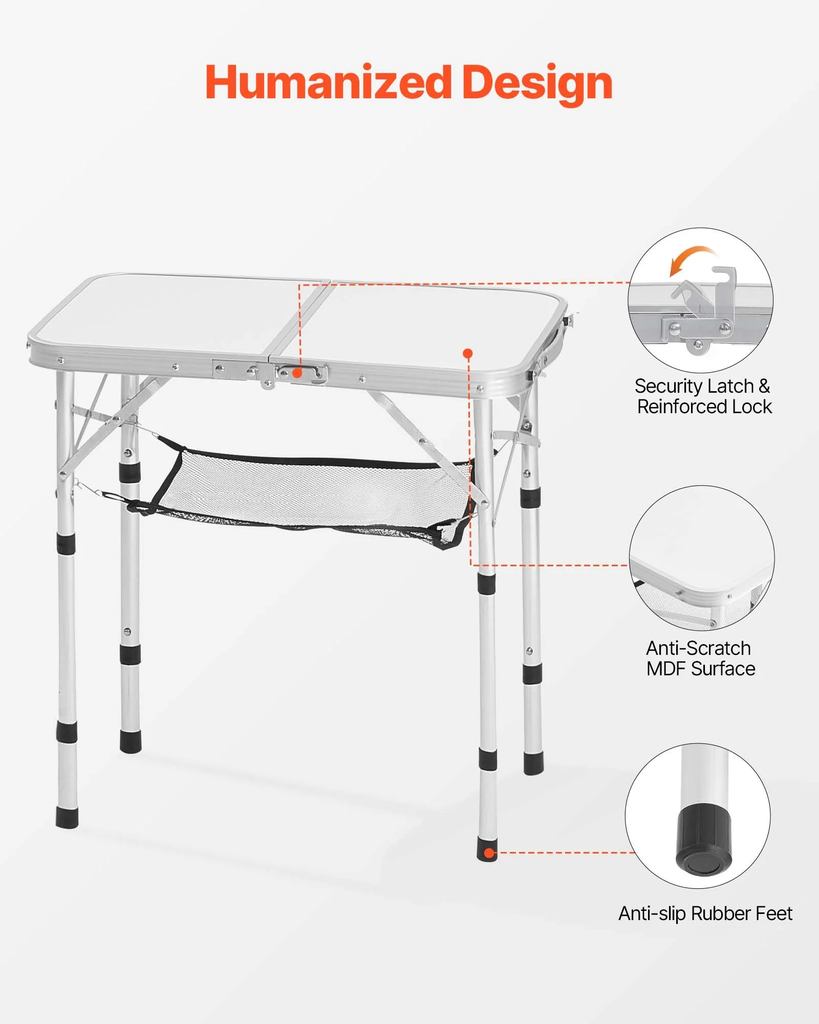 Portable Mdf Table VEVOR Portable Camping Table – Foldable& Long-lasting