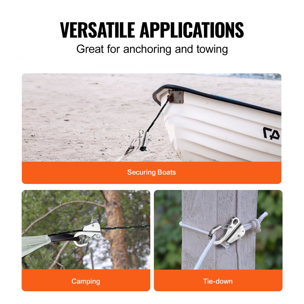 VEVOR Boat Anchor Hook, 304 Stainless Steel Slide Anchor, Knotless ...